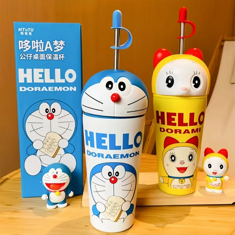 

Cute Animated Cartoon 600ml Summer Portable Straw Insulated Cup Cute Cartoon Doraemon Water Cup Portable Water Cup Gift