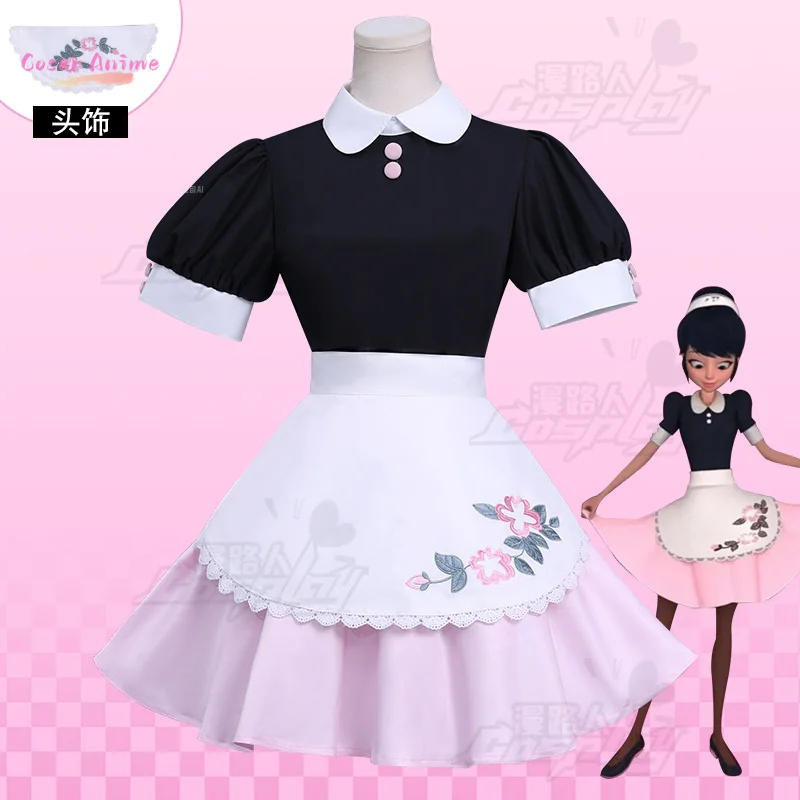 영화 Marinette Dupain-Cheng LadyBug 6 코스프레 의상 유니폼 할로윈 카니발 파티 크리스마스 역할 놀이 의류 의류