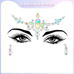 Glow Glitter Face Rhinestones Halloween Temporary Tattoos Holiday Party Eyebrow Decorative Rhinestone Face Jewellery Stickers