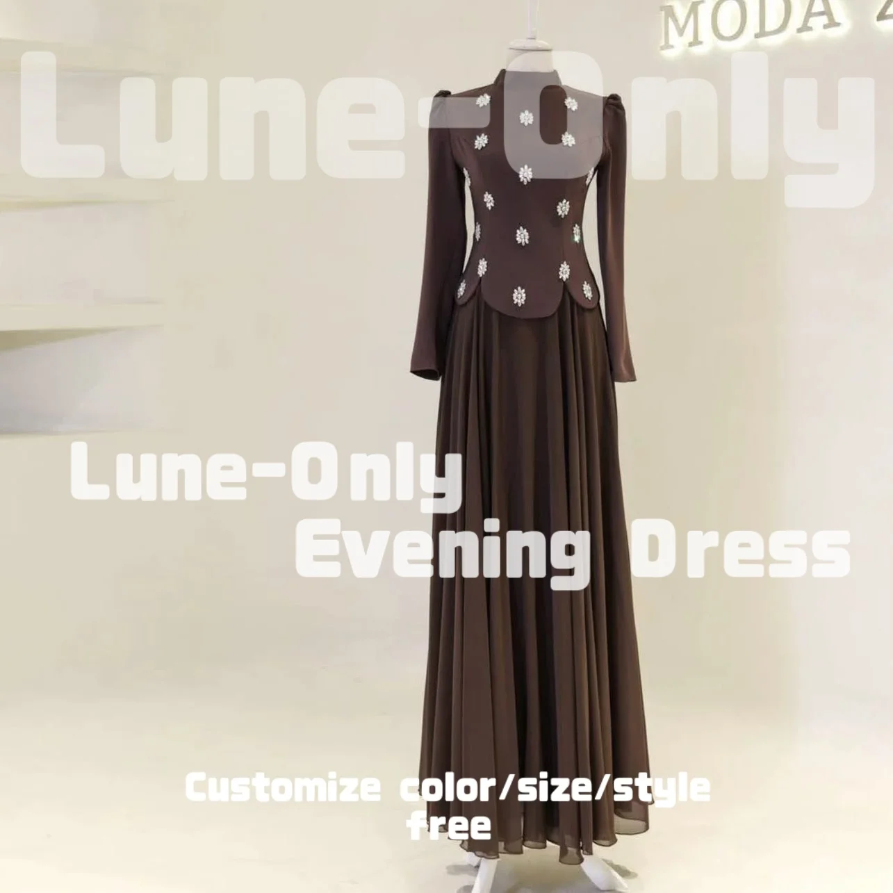 カスタムメイドのロングスリーブクリスタルプロムドレス、ドレープウェディングドレス、女性用イブニングドレス、エレガントなパーティガウン、フォーマルドレス