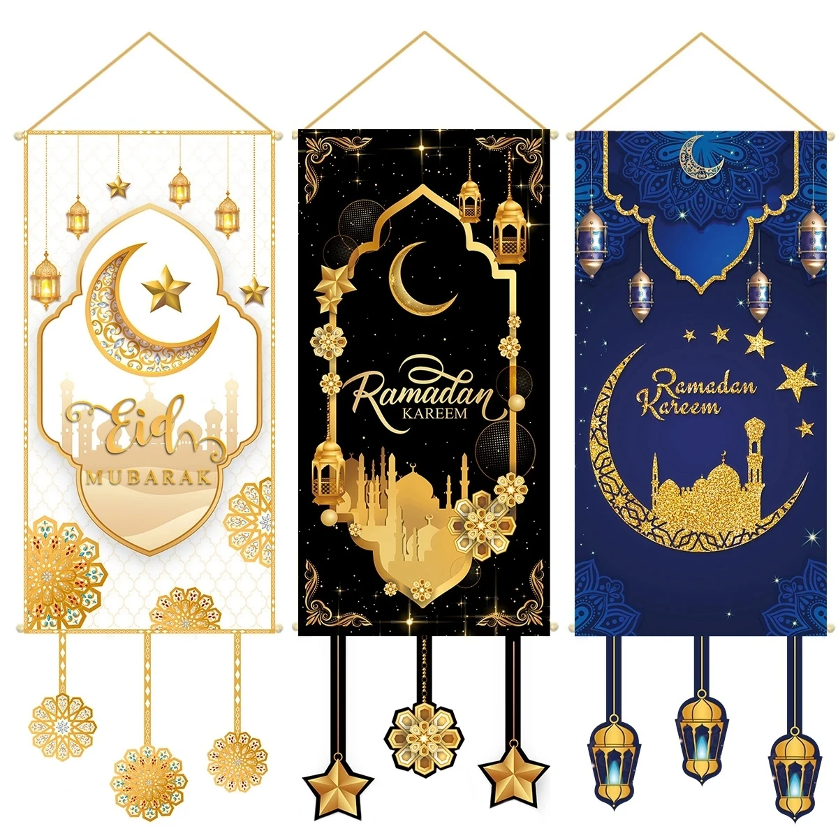 Eid Mubarak-Dekor-Banner 2025, Kareem Ramadan-Dekor für Zuhause, Ramadan-Mubarak-Hängeflagge, islamische muslimische Party-Dekoration, Eid Al Adha