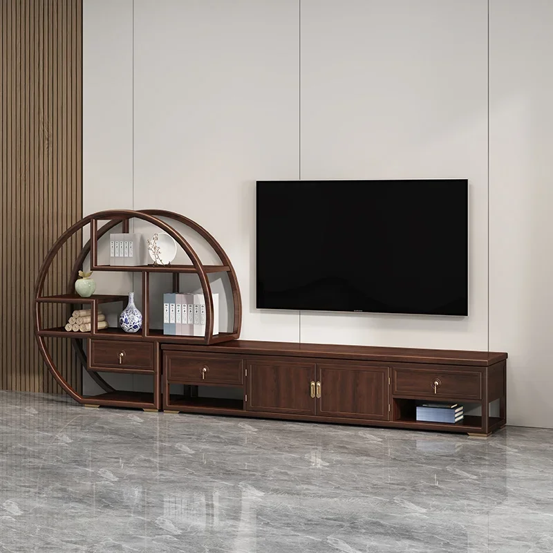 

* Solid wood TV cabinet coffee table combination Zen Chinese sandalwood living room low cabinet storage cabinet furniture