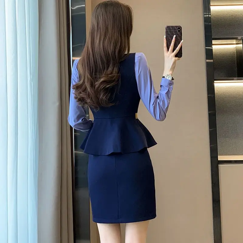 Beauty Salon Uniform Fashion Spa Masseuse Nail Technician Hotel Front Desk Work Clothes for Women Vest Set  Dress Suit