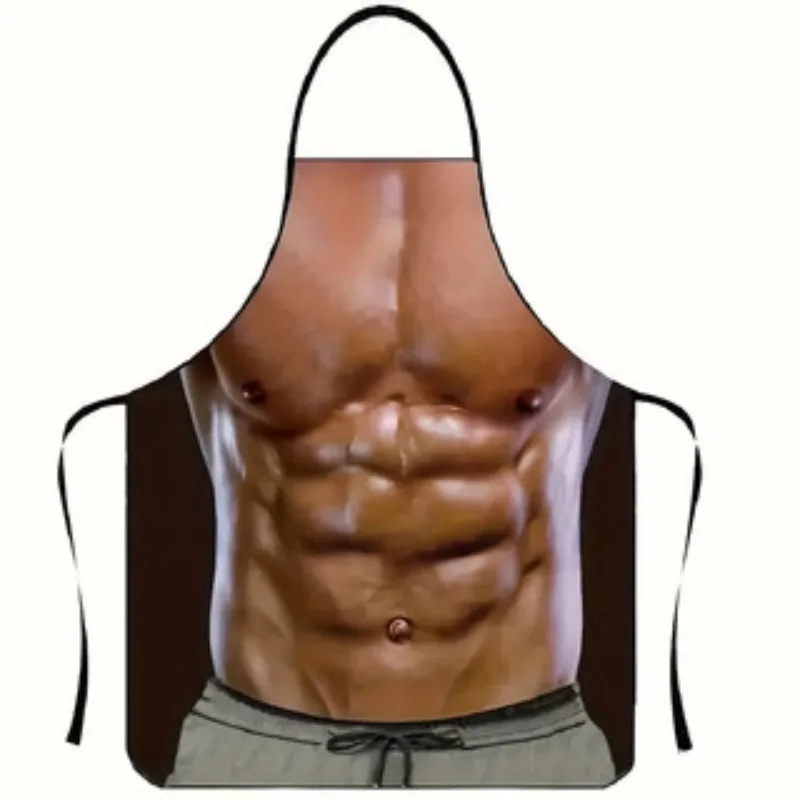 Humorous Muscle Print Apron Funny Kitchen Cooking Apron Novelty Chef Apron Unique Dining Party Apron 3D