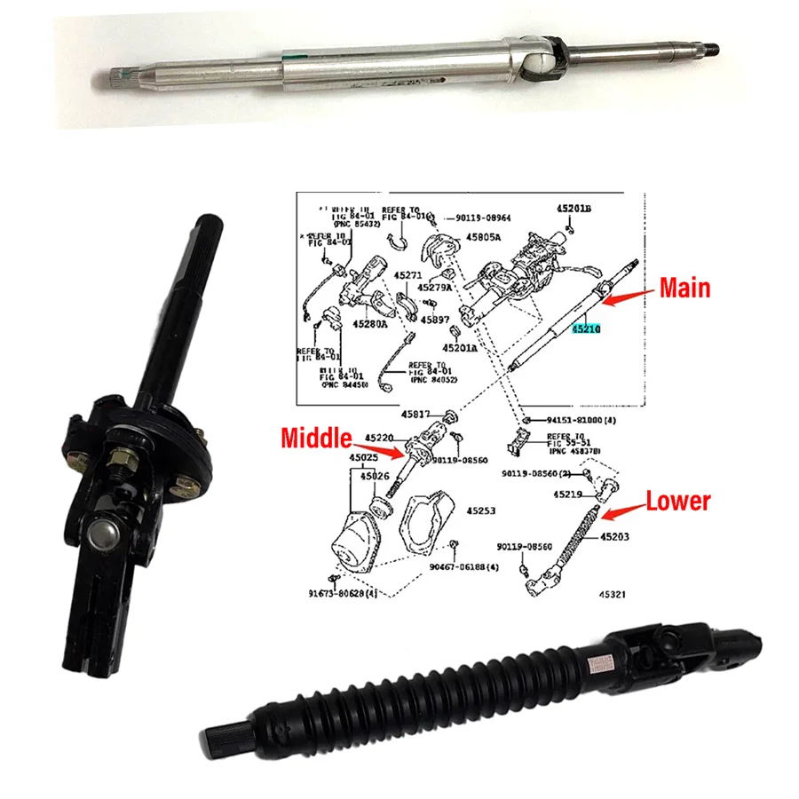 

1Pc Middle/Lower Steering Column Shaft Center Main Shaft Assy For Toyota Prado Land Cruiser Prado GRJ120 2700 4000 2003-2009