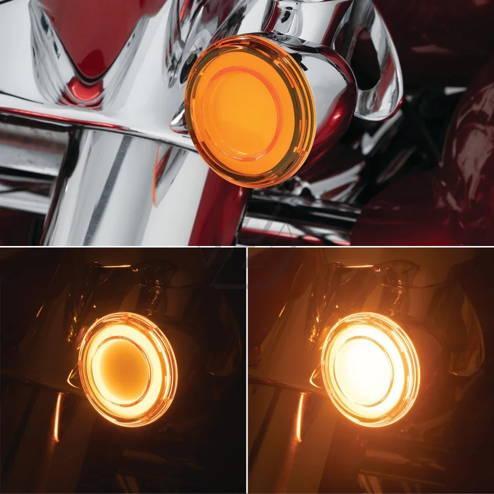 For Harley Touring FLHTK FLTRX FLTRXS Softail etc Motorcycle 1157 Bullet Style LED Front Turn Signal Conversions