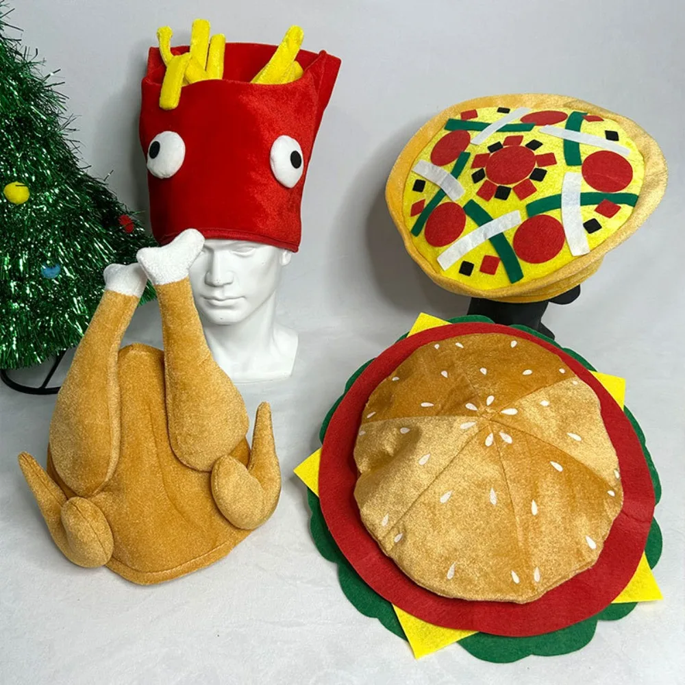 Creative Hamburger Fries Pizza Turkey Hat Cute Funny Universal Prop Headwear for Halloween Costume & Party Dress-Up