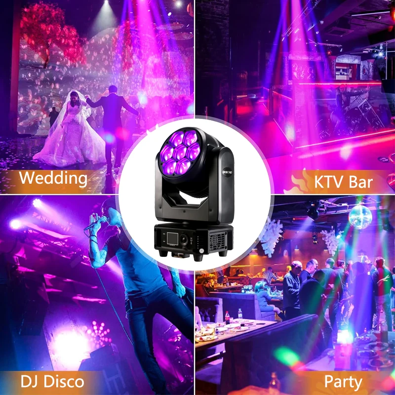 Stage Moving Head Lights 7*40W Bee Eye Beam Zoom Light With Sound Activated DMX Control For DJ Disco Party Nightclub Wedding KTV