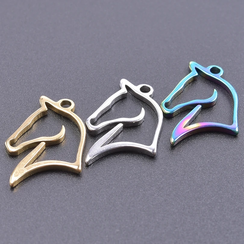 5pcs/Lot Animal Horse Charm Hollow Out Stainless Steel Charm Pendant DIY Jewelry Making Supplies Handmade Earrings Necklace Bulk