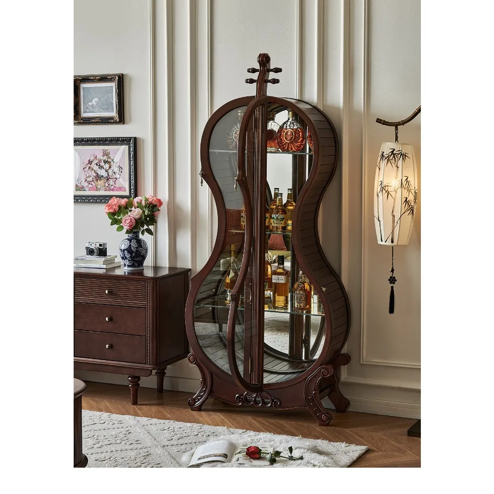 

American high-end solid wood glass cello wine cabinet high-end display