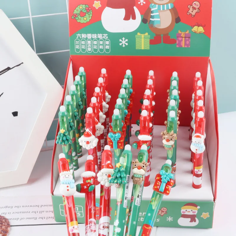 Imagem -04 - Natal Papai Noel Erasable Gel Canetas para Escrever Boneco de Neve Tinta Preta Caneta Neutra Material Escolar Kids Gift 0.5 mm 36 Pcs por Lote