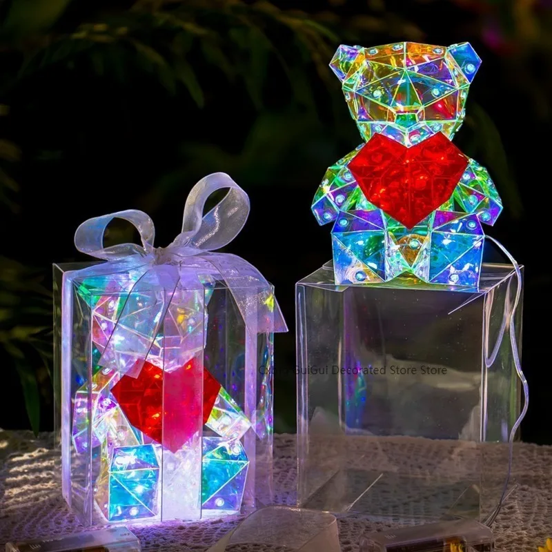 

17CM Love Bears Fantasy Bear Valentine's Day Glowing Decoration Craft Gift for Girlfriend Christmas Gift Display with Box 2026