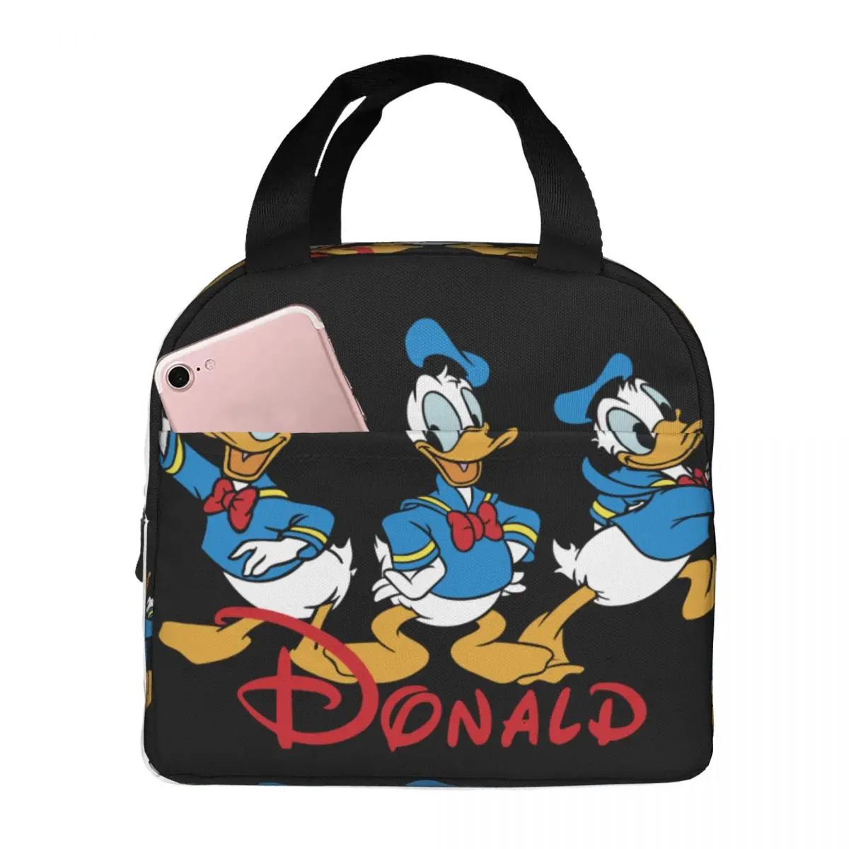 

Disney Insulated Case Donald Duck Boys Thickened Handheld Picnic Lunch Boxes Zipper Closure