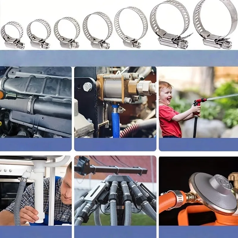 14 pcs 10-16mm Adjustable Worm Drive Clamps with Adjustable Tightening Range, Multipurpose, Versatile, Practical