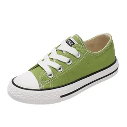 Children Canvas Shoes Spring Green Baby Soft Casual Sneakers Kindergarten White Shoes Boys Girls Candy Color Canvas Shoes