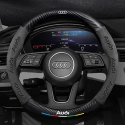Car AntiSlip Carbon Fiber Leather Steering Wheel Cover For Audi A3 A4 A5 A6 A7 A8 Q1 Q2 Q3 Q5 Q7 Q8 S3 S4 S5 S6 RS3 RS4 RS5 TT