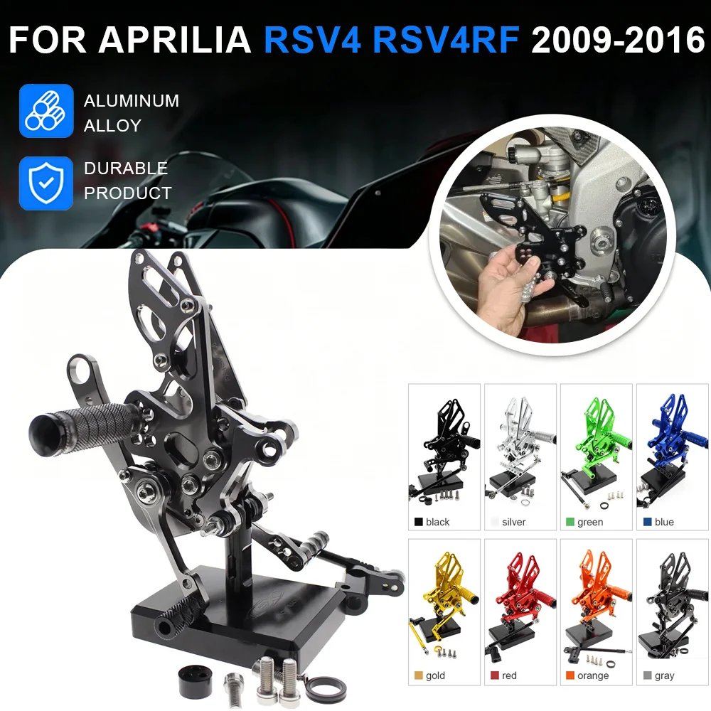 For Aprilia RSV4 1000 R/Factory RSV4RF 2009-2016 Motorcycle Rearset Foot Pegs Rear Set Footrests Fully Adjustable Foot Boards