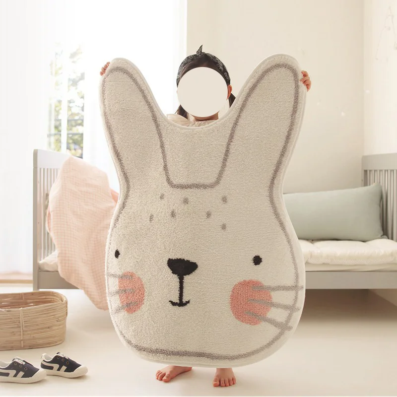 

Cute Cartoon Rabbit Carpet for Children's Room Fluffy Comfortable Plush Crawling Game Mat Living Room Bedroom Irregular Area Rug