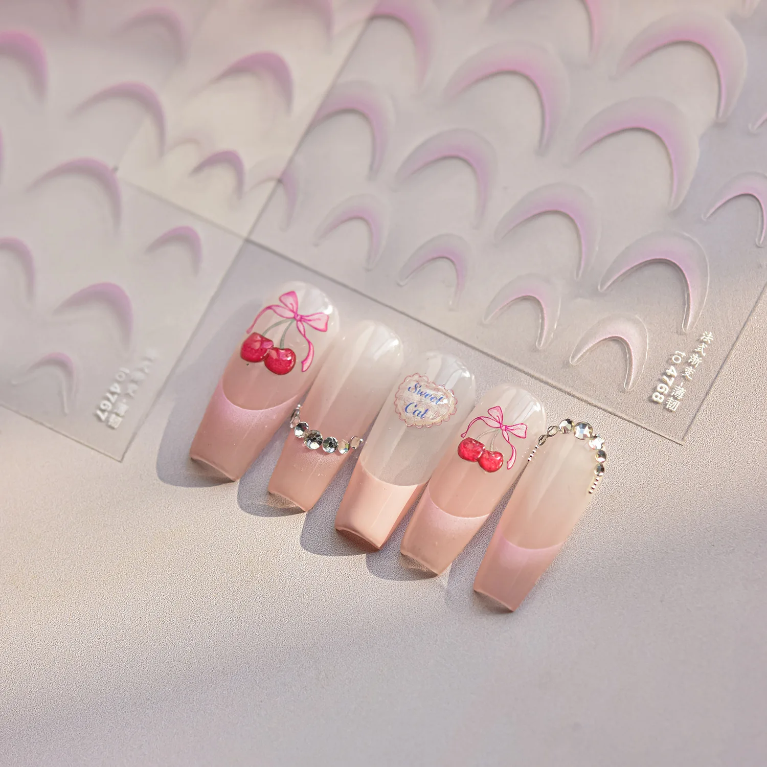 Branco Francês Gradiente Nail Art Adesivos, Alta Qualidade, Versão Básica, Adesivo Decalque, Idéia Acessórios de Decoração, T-4403