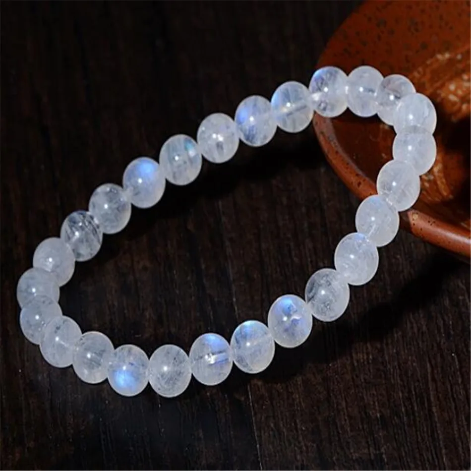 

12mm White Moonstone Gemstone Mala Bracelet 7.5 inches Men Jewelry Lovers Cuff Charm Bangle Handmade Prayer