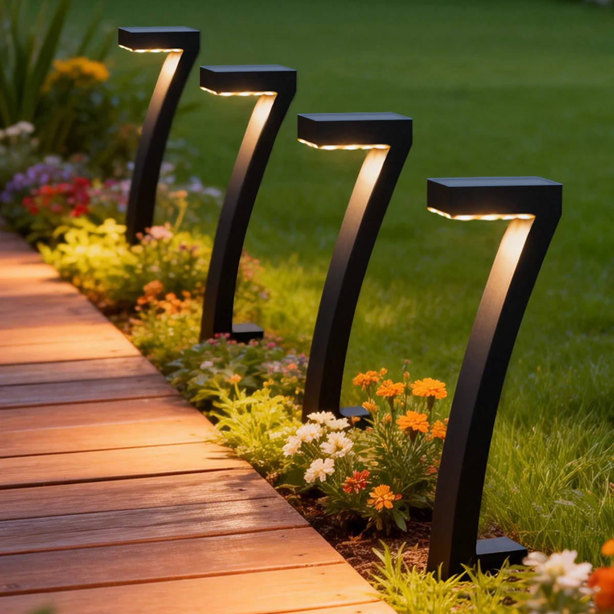 

Солнечный светильник-маркер 7-образной формы для газона и дорожек, IP65 водонепроницаемый, 6 светодиодов, автоматическое включение/выключение, аккумулятор 500 мАч, солнечная панель 5В для двора