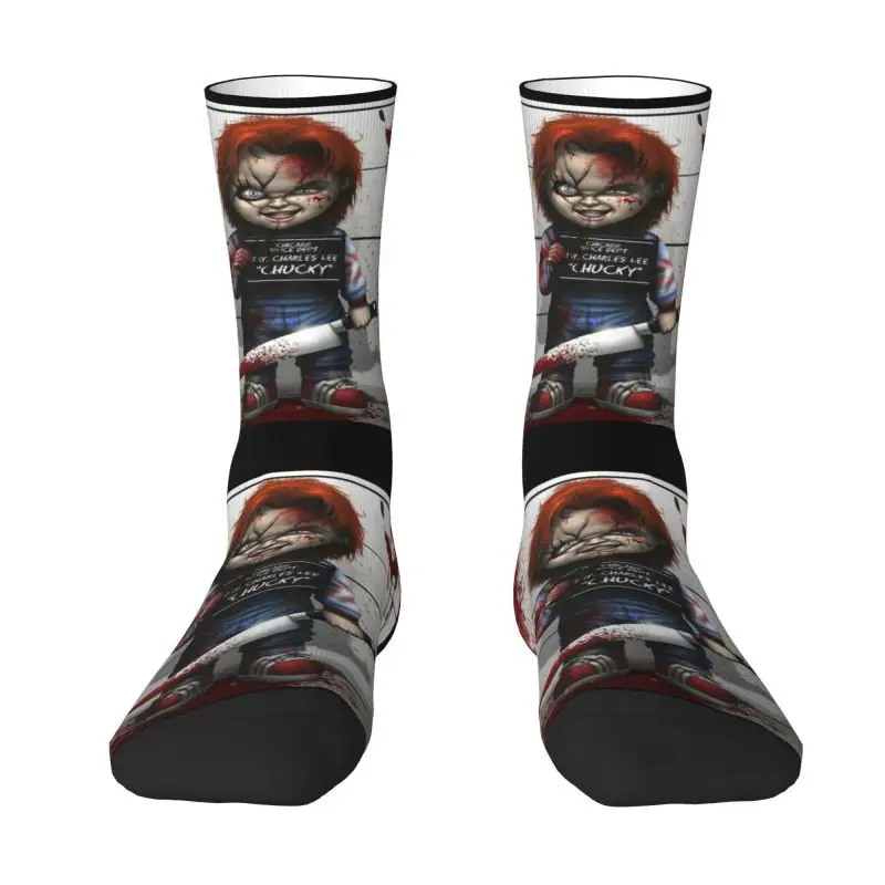 Cute Printed Chucky From Childs Play Socks for Women Men Stretch Summer Autumn Winter Horror Movie Crew Socks