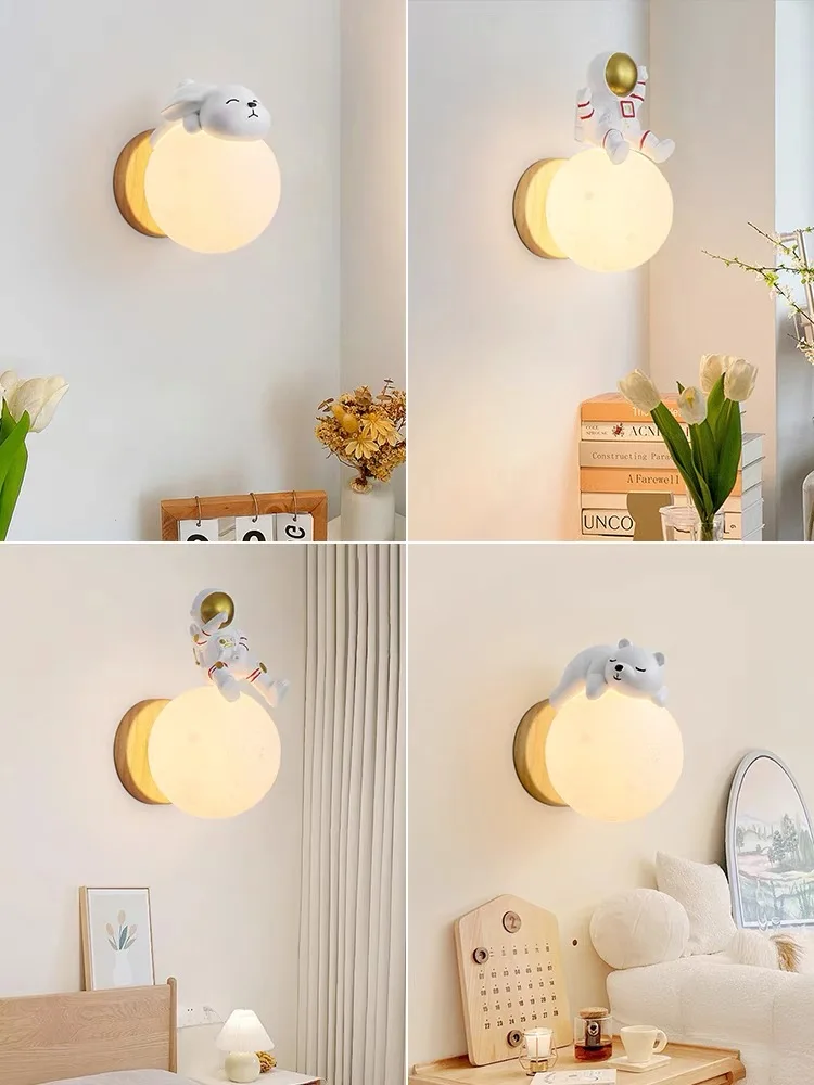 

Astronaut LED wall lamp home boy girl bedroom decor cartoon wall hanging living room study wall mounted interior wall Sconces