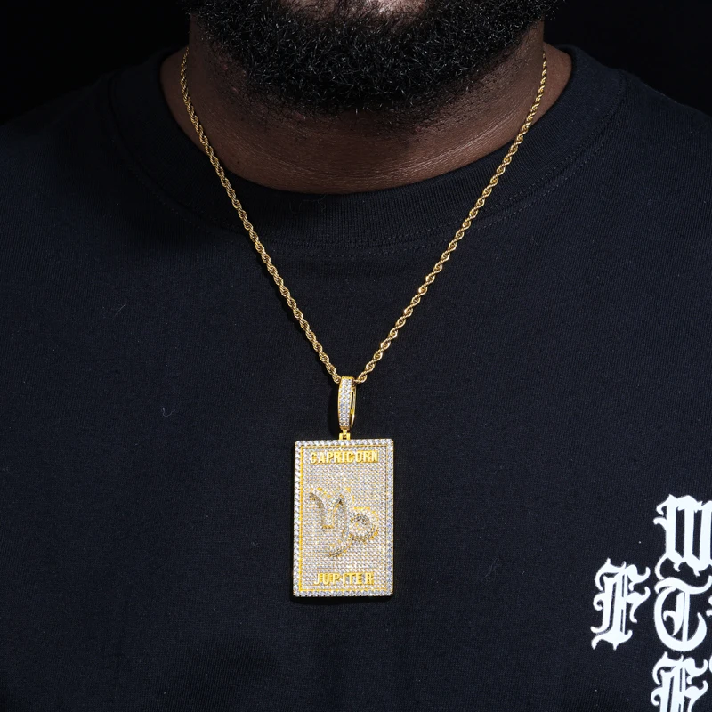 TUHE للجنسين 12 علامات زودياك قلادة VVS1 مويسانيتي ستار تسجيل المعلقات للرجال النساء الهيب هوب مجوهرات هدية #4