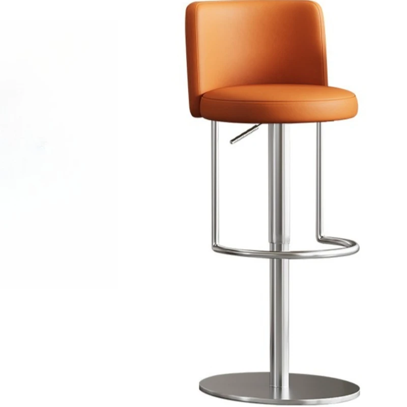 Kursi Bar Nordik Kursi Bar Logam Kulit Ergonomis untuk Pulau Dapur Furnitur Balkon Modern yang Nyaman dan Santai
