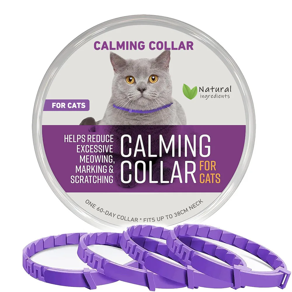 Calming Collar for Cats Pet Calming Pheromone Collar for Cats Dogs Calming Collar for Anxiety Effective Relieve Anxiety Stress