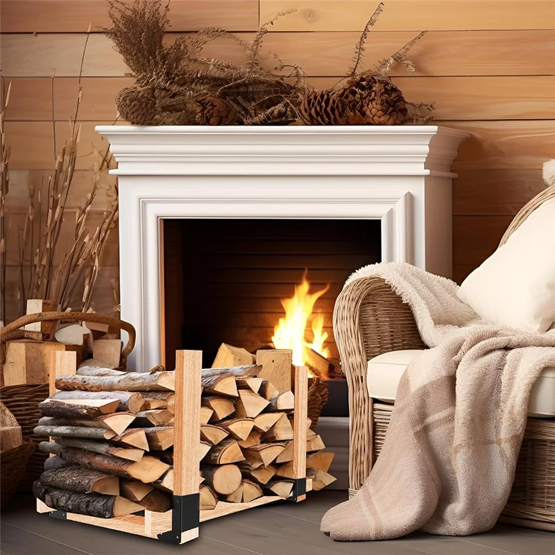 

AT63-Adjustable Firewood Racks Heavy Duty Log Storage Solution Bracket Kit Indoor And Outdoor Use