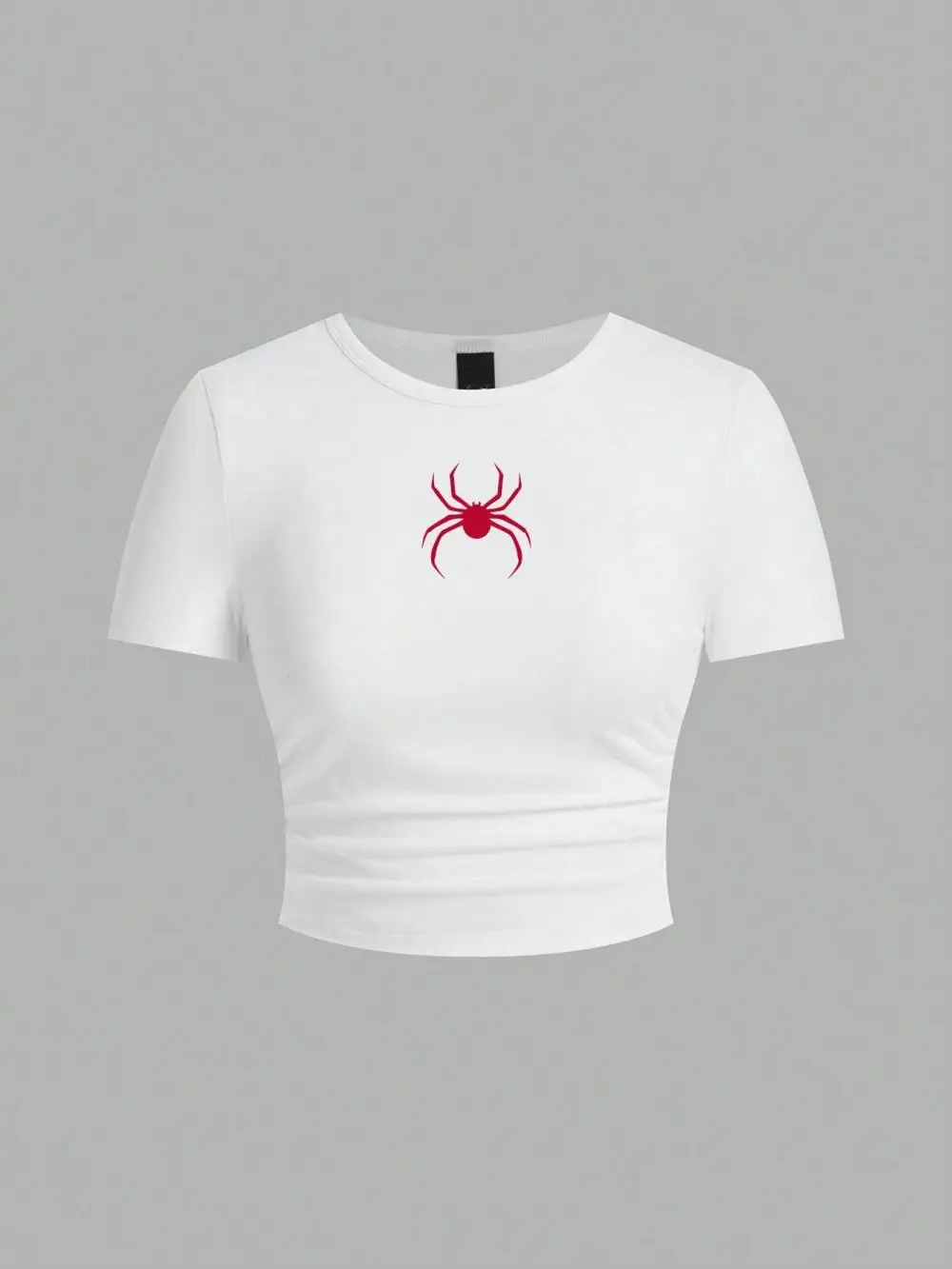 Simple Red Spider Printing Crop Tops Summer Street Fashion Women\'s Slim-fit T-Shirt Comfortable Soft High Elastic Female Clothes