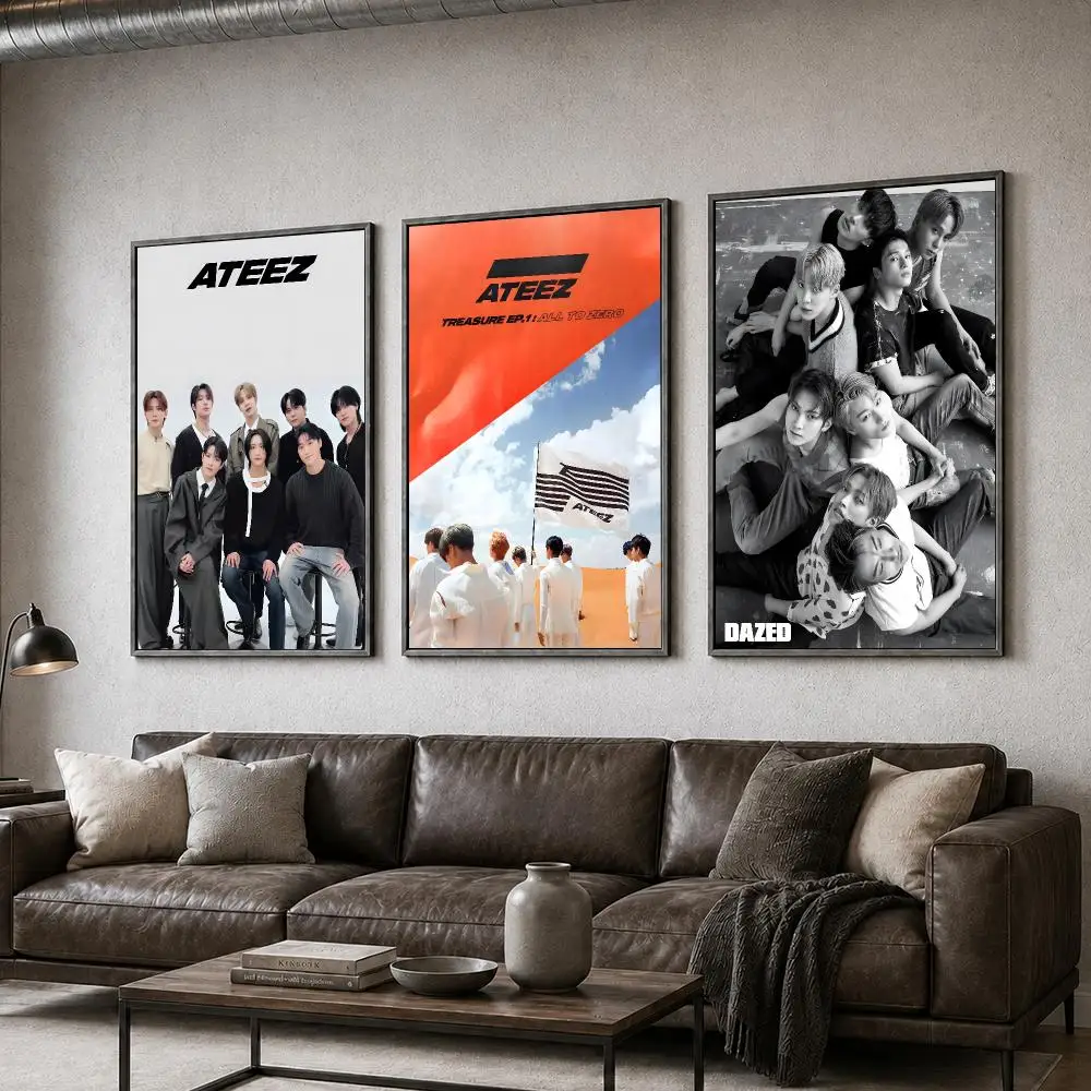 Music ATEEZ Kpop Boy Group Album Tour Poster  PP Self Adhesive Home Garage Dorm Bar Wall Decor Aesthetic Retro Gift