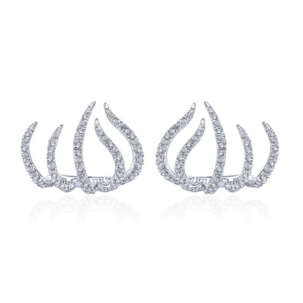 Huitan Trendy Multilayer Claws Stud Earrings for Women Silver Color Fashion Contracted Ear Piercing Accessories Dropship Jewelry