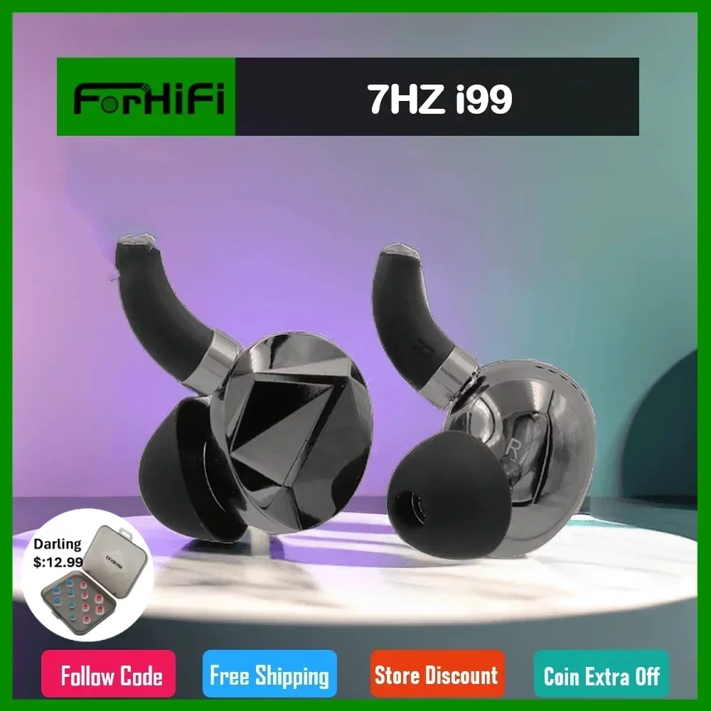 

7HZ i99 13.8mm Dynamic Driver Double-Sided Beryllium Plated DLC Diaphragm HiFi In-ear Earphone for Audiophiles Musicians