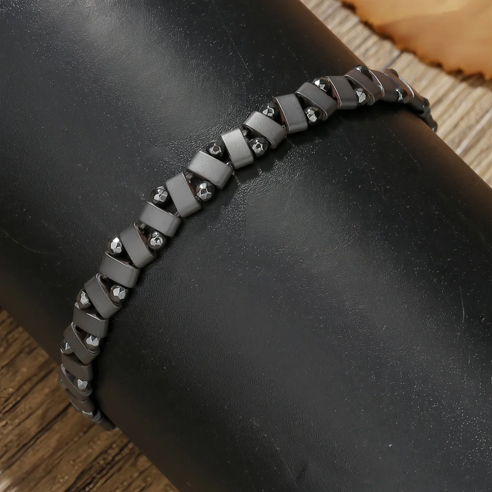 الرجعية الأسود الحجر الطبيعي غير النظامية أساور الهيب هوب الرجال تمتد الخرز أساور مجوهرات الأزياء العصرية اكسسوارات الهدايا