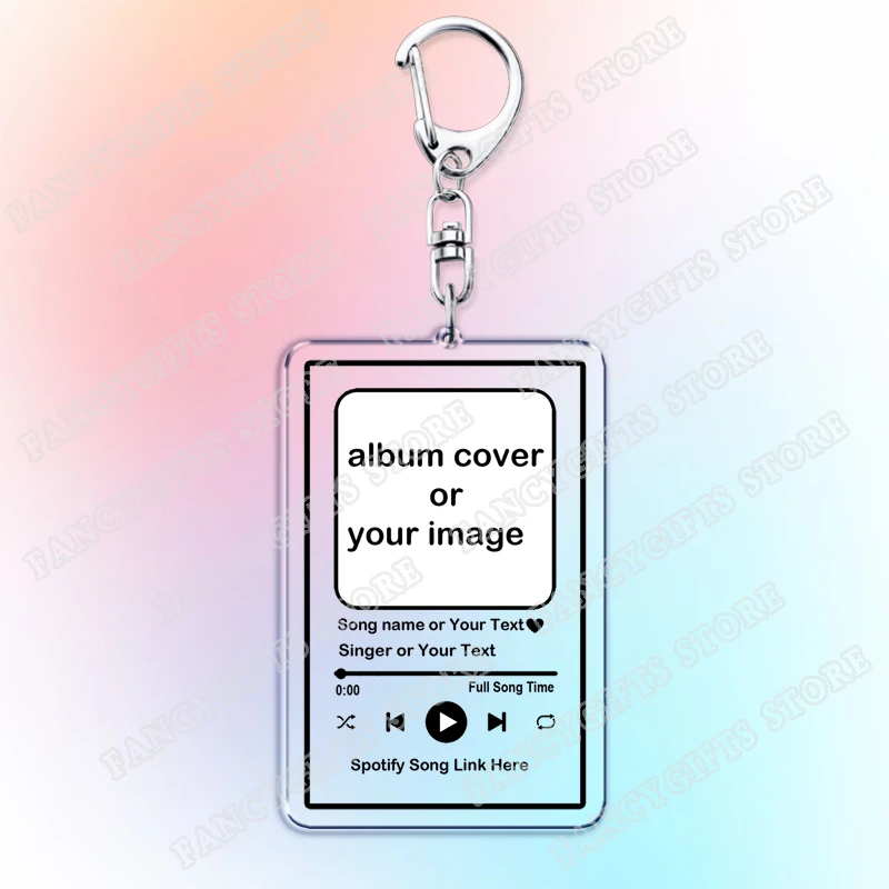 Personalized Music Keychain Custom Singer Song Album Cover Photo Keyring Boyfriend Girlfriend Valentines Birthday Friends Gifts