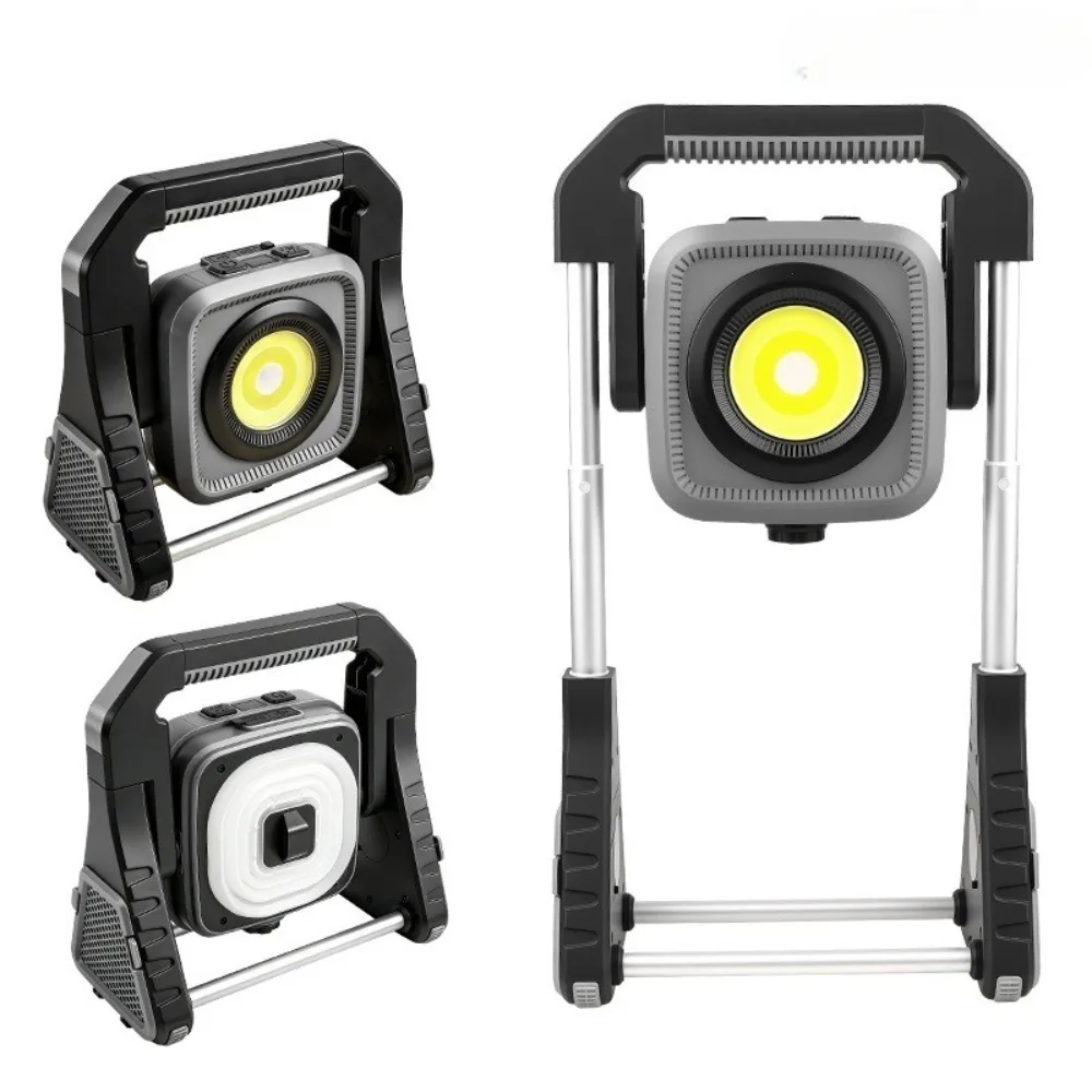Portable COB Work Light with 21700 Battery USB Charging Magnetic 360° Foldable Waterproof Flashlight for Tent Camping Car Repair