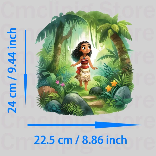 Disney Princess Moana iron on patches for clothes DIY children stripes for jeans stripes appliques vinyl stickers