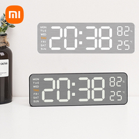 Xiaomi Hanging Indoor Temperature/humidity Meter Multifunctional Table Alarm Clock Electronic LED Display Time 12/24H Home Decor