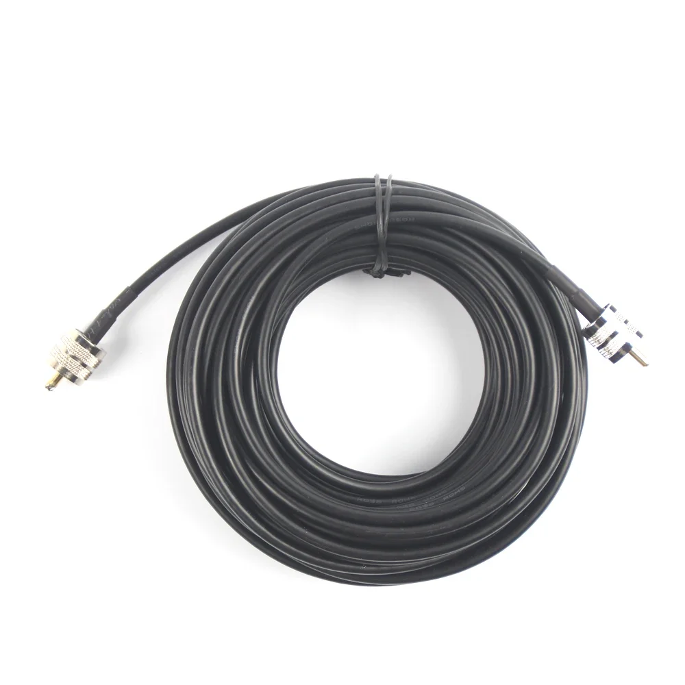 Gtwoilt 50 ฟุต RG58 coax coaxial UHF PL-259 ตัวเชื่อมต่อสมัครเล่น ham CB เสาอากาศวิทยุสาย