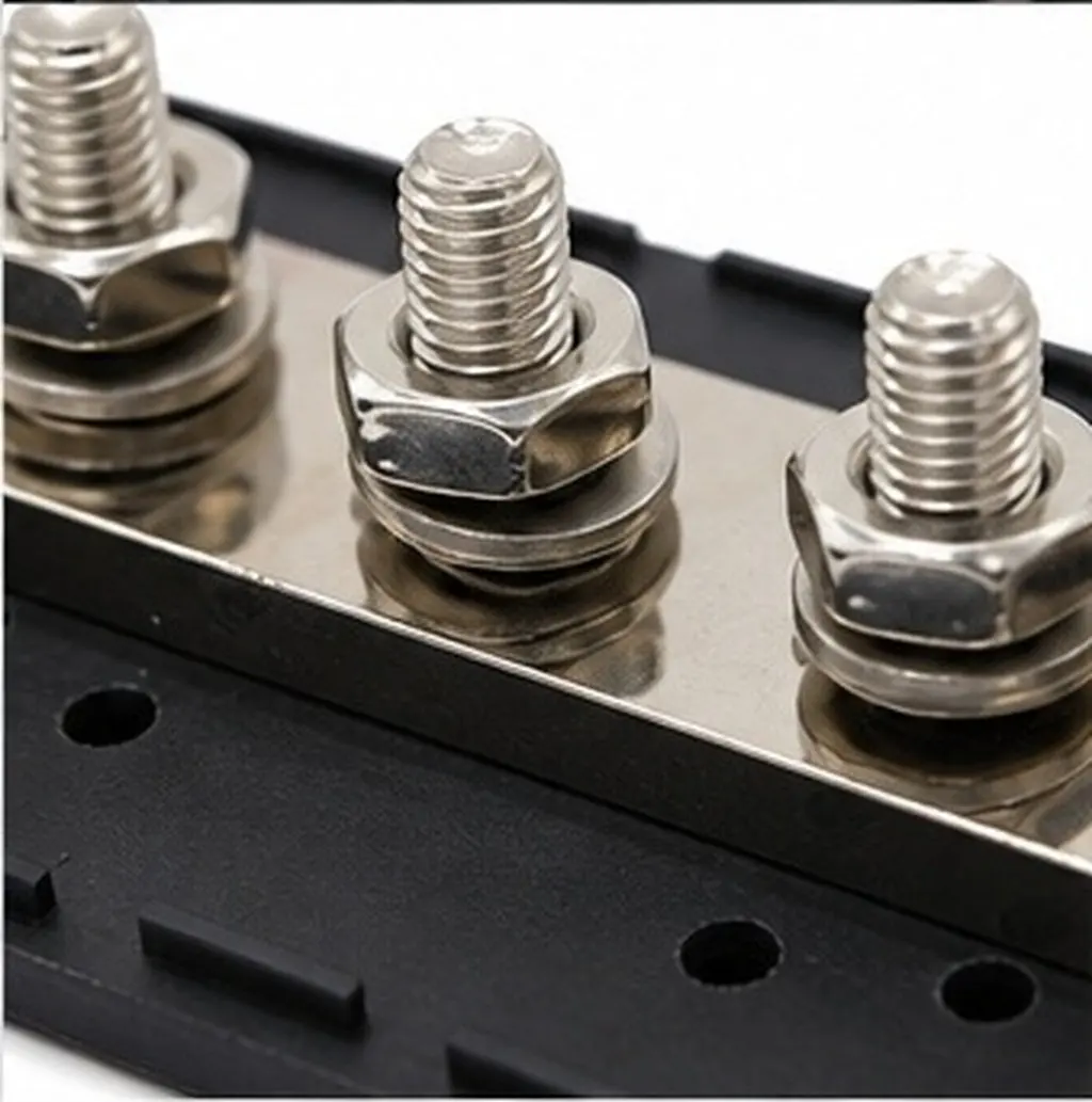 High Current Rated Bus Bar Dc 48V 300A 4 M8 Terminal Studs Heavy Duty Power Distribution Block for Car Boat Automotive Power