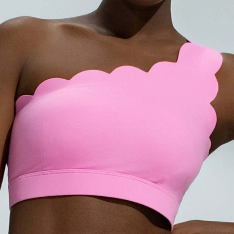 Diagonal Shoulder Petal Silhouette Pilates Training Sports Top Tight and Breathable Sports Back Fitness Bra Tight PantsYogabra