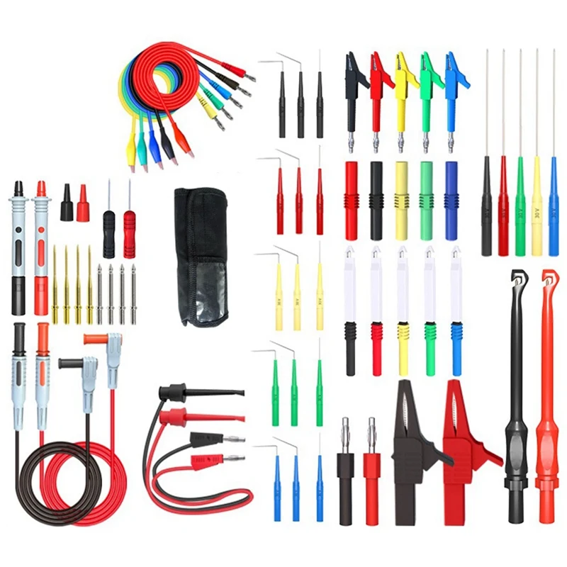 

P1957 64PCS Multimeter Wire Piercing Probes Test Leads Kit With Puncture Needle 4Mm Banana Plug Alligatorclip