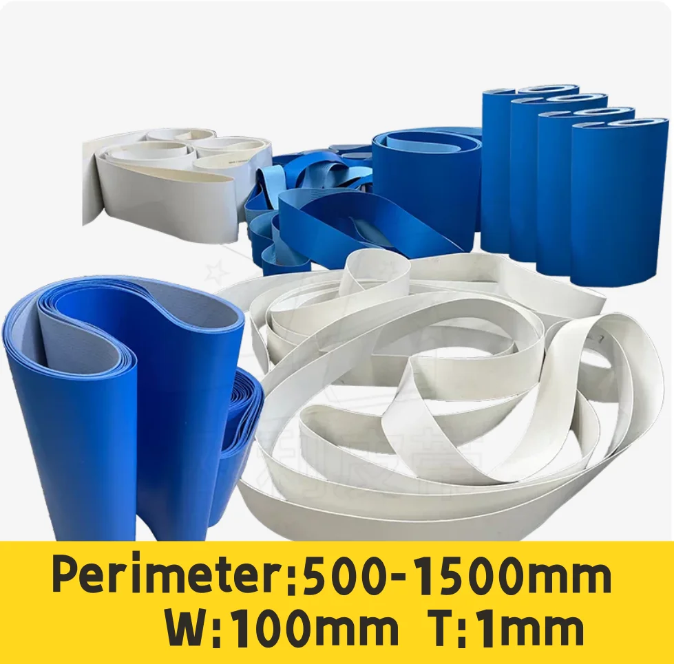 Perimeter:500-1500mm width:100mm  1mm  Blue PU Conveyor Food Grade Antibacterial Conveyor Belt