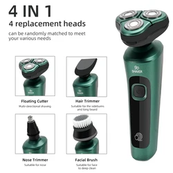 USB Rechargeable Multi-function Electric Shaver LCD Digital Display Three-head Floating Razor Beard Trimmer Hair Cutting Machine