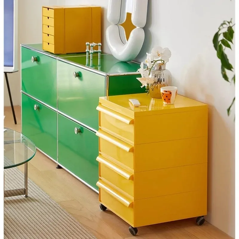 Nordic Cabinets Multi-Color Multi-Layer Storage Cabinet Eco-Friendly ABS Universal Wheels Storage for Bedroom Living Room Office