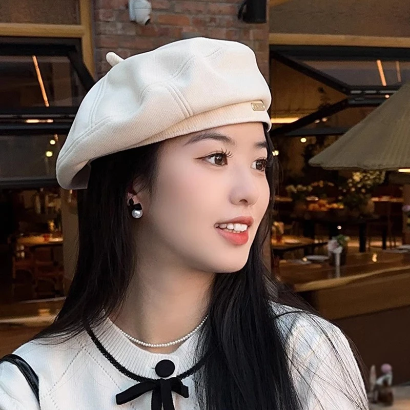 Autumn Winter Women Berets Winter Hats Vintage French Plaid Top Cap Painter Hat  Street Octagonal Beret Caps image 5