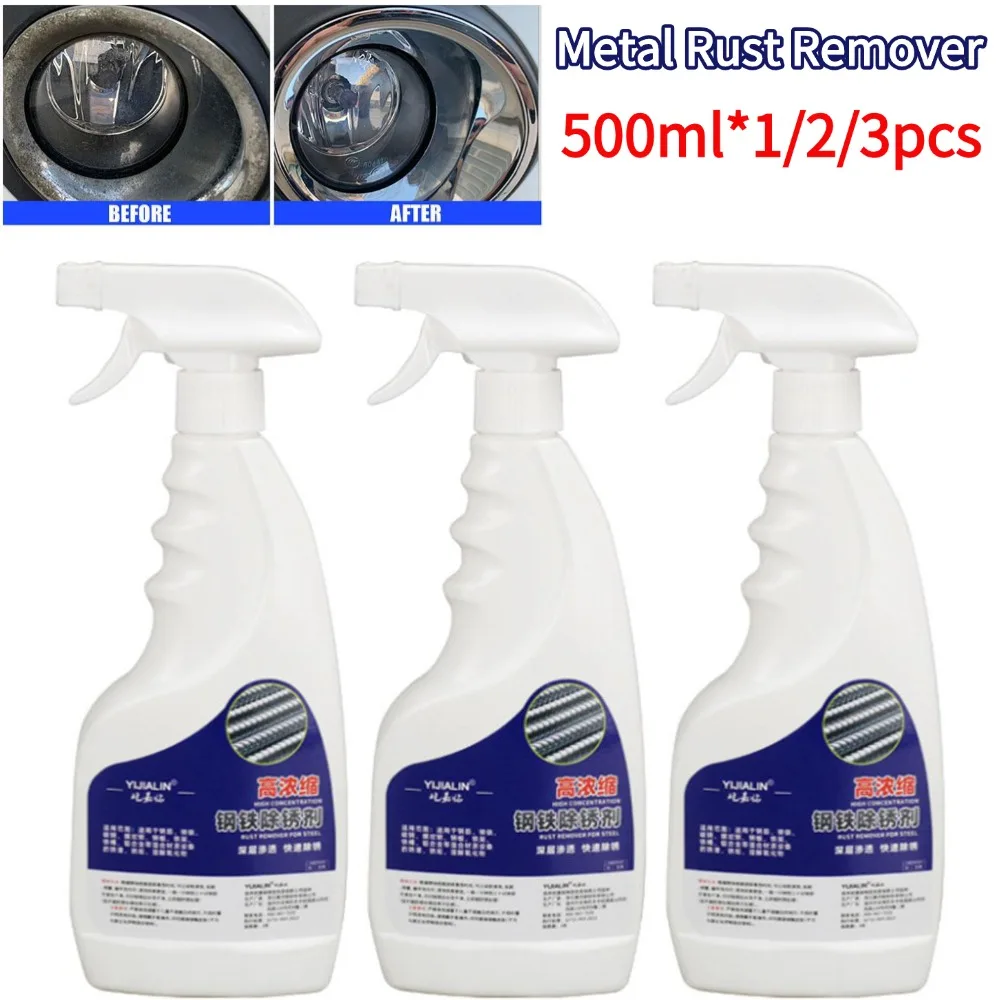 Removedor de Ferrugem Metálica Ultra Concentrado em Spray 500ml, Poderoso Removedor de Ferrugem para Manutenção e Limpeza de Carros