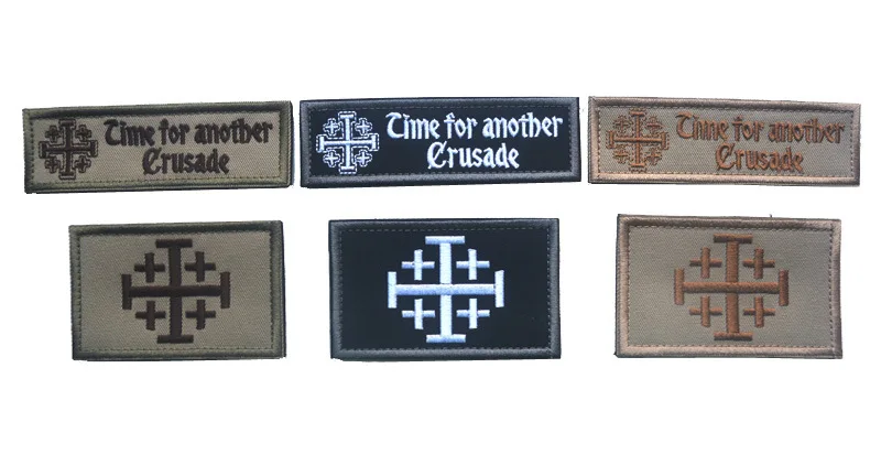 Jerusalem Cross Knights Patches - 5pcs Templar Flag Embroidery Patches With Hook & Loop Backing